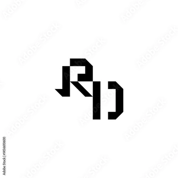 Fototapeta sporty style monogram cool minimalist logo RD Initial square concept Alphabet
