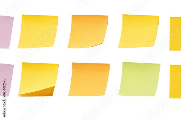 Fototapeta Group Of Sticky Notes On  isolated on a transparent background