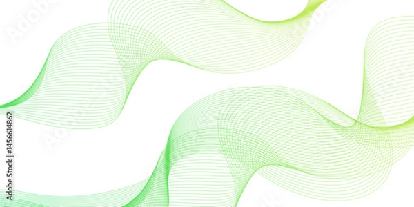 Fototapeta White wave curve lines banner background design. Abstract soft wave lines dynamic flowing green isolated background. Vector Illustration of the green pattern of lines. stripes on white.