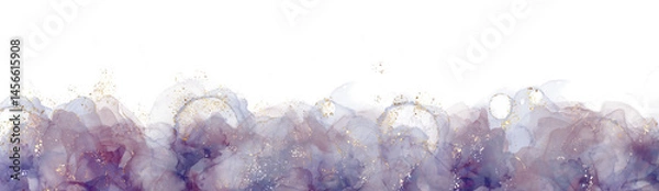 Fototapeta Delicate alcohol ink abstract border, hand drawn liquid floral pattern with multiple layers of ink, png file 