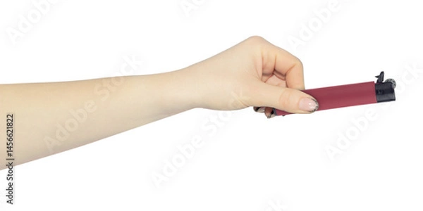 Obraz lighter in hand isolated from background, concept to pass or throw away	