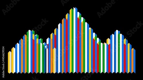 Fototapeta Colorful 3D Abstract Mountain Peak Chart Design.