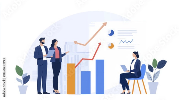Obraz Business meeting with financial growth charts and data analysis
