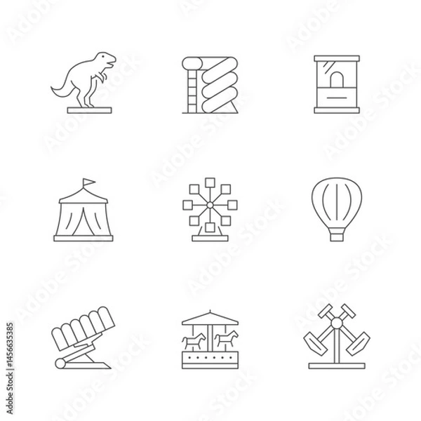 Obraz Set line icons of amusement park