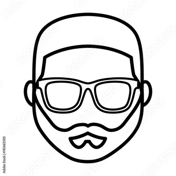 Fototapeta hipster man with glasses and beard icon over white background. vector illustration