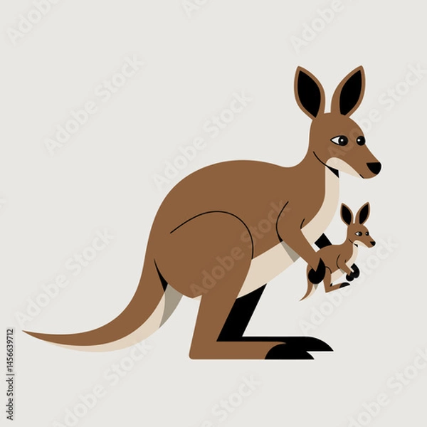 Obraz Kangaroo With Baby Joey Vector Illustration Design