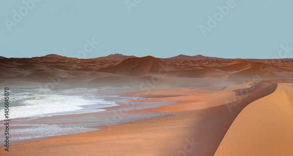 Obraz Sahara desert with Atlantic ocean meets near coast - Morocco, North Africa