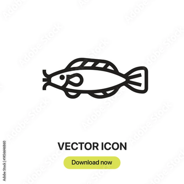 Fototapeta Catfish icon vector. Linear-style sign for mobile concept and web design. Catfish symbol illustration. Pixel vector graphics - Vector.	