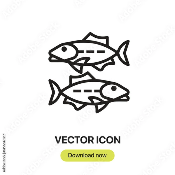 Fototapeta Sardine icon vector. Linear-style sign for mobile concept and web design. Sardine symbol illustration. Pixel vector graphics - Vector.	