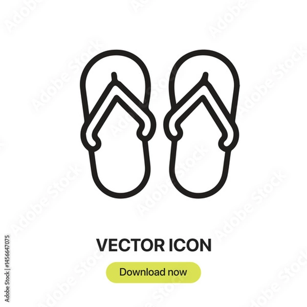 Fototapeta Flip Flops icon vector. Linear-style sign for mobile concept and web design. Flip Flops symbol illustration. Pixel vector graphics - Vector.	