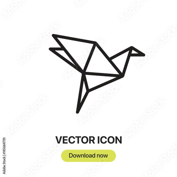 Fototapeta Origami Bird icon vector. Linear-style sign for mobile concept and web design. Origami Bird symbol illustration. Pixel vector graphics - Vector.	