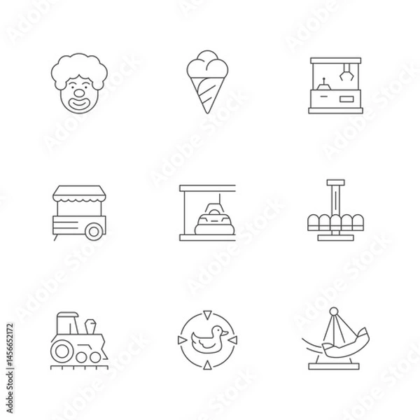 Obraz Set line icons of amusement park