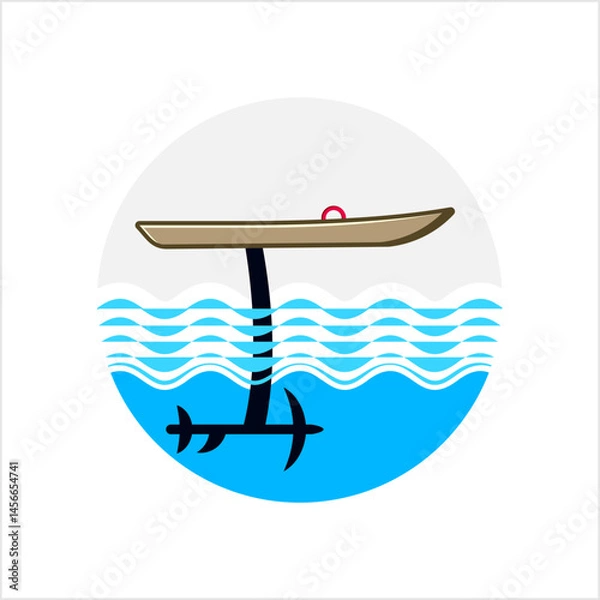 Obraz Hydrofoil Board Icon, Foilboard Icon, Surfboard With A Hydrofoil Attached Below