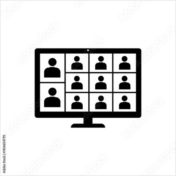 Fototapeta Web Conferencing Icon, Internet Virtual Meeting, Seminar, Working, Webcast, Calling,