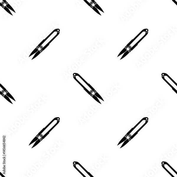 Fototapeta Yarn Shear Icon Seamless Pattern, Cross Stitch Scissors, U Shape Tailor Scissors