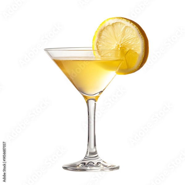 Fototapeta Lemonade in Martini Glass with Lemon Slices Isolated on Transparent Background
