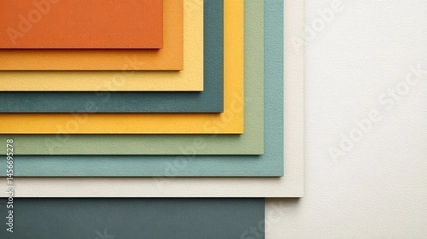 Fototapeta Top Down View of Layered Notebooks and Rulers on a Table