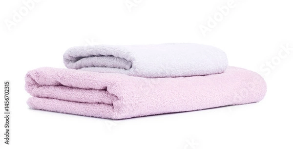 Fototapeta Two folded terry towels isolated on white