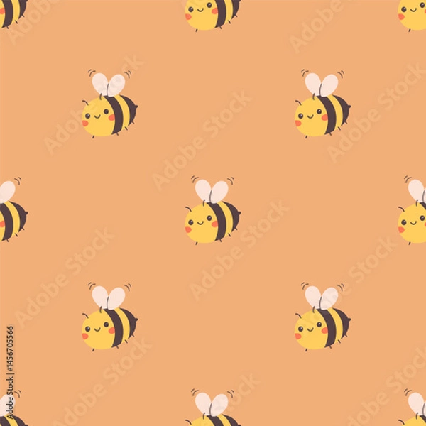 Fototapeta Seamless pattern with cute bees. Printing on textiles, wallpaper, wrapping paper. Vector illustration in flat style