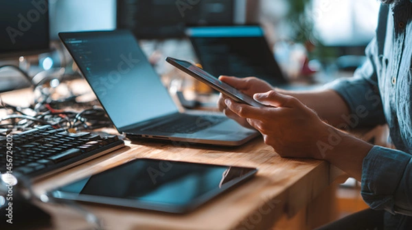 Obraz Solopreneur Testing Website UI Across Multiple Devices