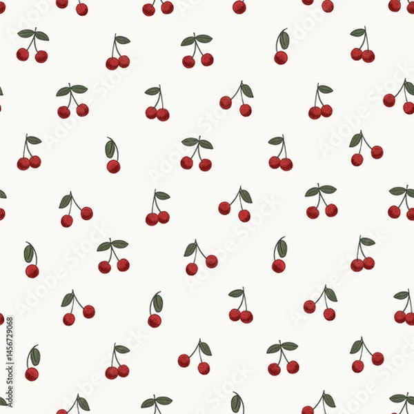 Fototapeta Cherry doodle vector seamless pattern