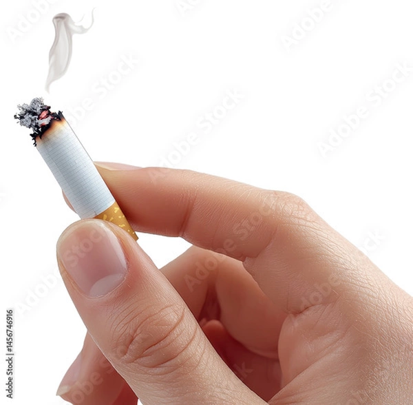 Fototapeta hand holding a cigarette isolated on transparent background