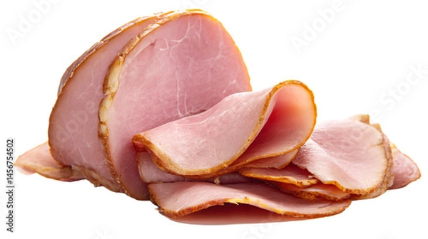 Fototapeta a ham sliced in half on a white surface