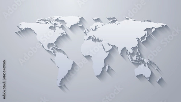 Fototapeta 3D Globe World Map Template. 3D wolrd map Design for Education, Science, Web Presentations. Realistic Vector Illustration. 3D world map with realistic depth effect vector illustration.