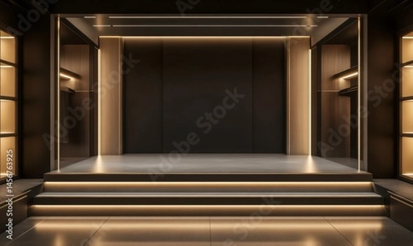 Fototapeta Modern Minimalist Stage with Warm Lighting and Clean Lines