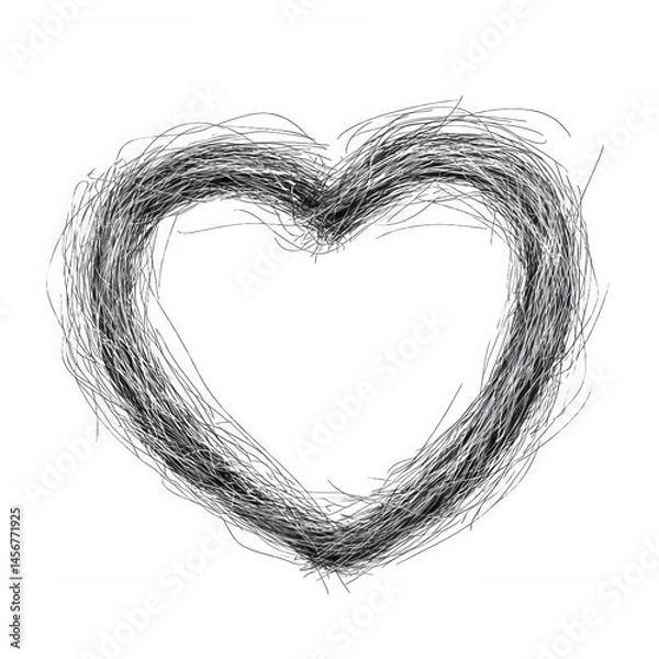 Obraz A unique heart shape created from textured strands, perfect for expressing love and creativity. Ideal for digital designs and art projects with a rustic vibe.
