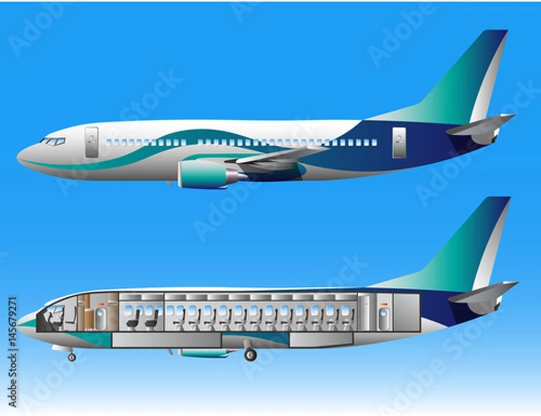 Obraz Airplane outside and inside