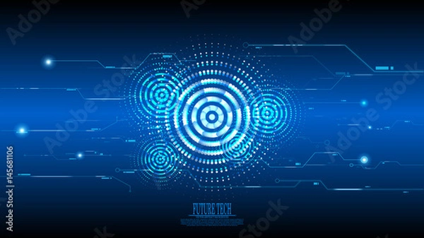 Fototapeta Vector abstract blue cyber circuit background