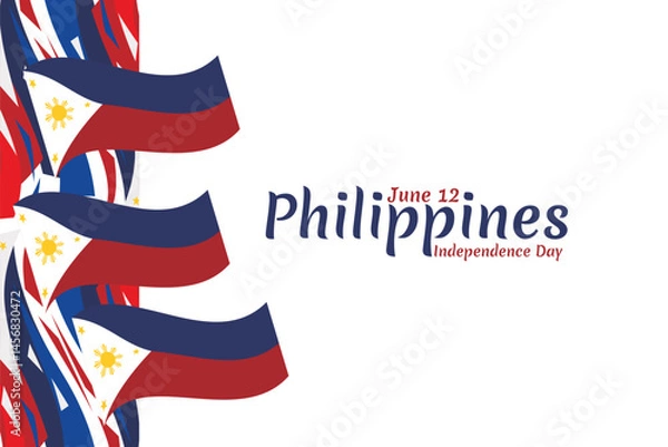 Fototapeta June 12, Independence Day. National day of Philippines Vector illustration. Suitable for greeting card, poster and banner.