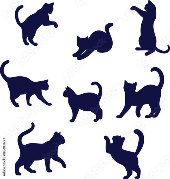 Obraz cats set silhouette isolated vector