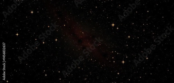 Obraz Deep, velvety black cosmic background scattered with glittering gold stars, black background, stars