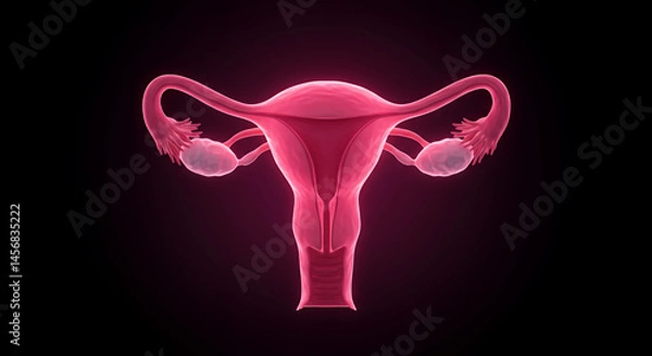 Obraz Glowing Pink Female Reproductive System 3D Medical Illustration
