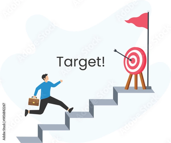 Fototapeta Achieve target or reach goal, performance metrics or key performance indicators (KPIs), sales targets or revenue objectives, time management or task prioritization, goal setting or milestone tracking,