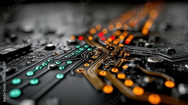 Fototapeta circuit programming big data server and information technology for software coding digital future internet and crypto computer code abstract pattern iot network engineering and it clou