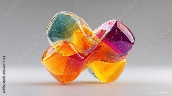 Fototapeta colorful shape isolated on white colorful glossy shape 3d render.stock image