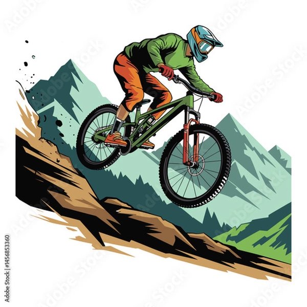 Fototapeta Downhill MTB Jump Athletic Poster Art