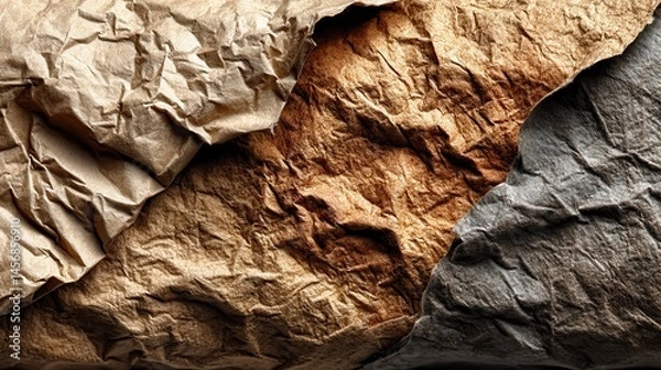 Fototapeta crumpled ecru craft package paper texture abstract cream texture old paper background beige old surface.stock photo