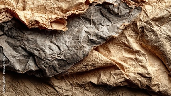 Fototapeta crumpled ecru craft package paper texture abstract cream texture old paper background beige old surface,photo stock