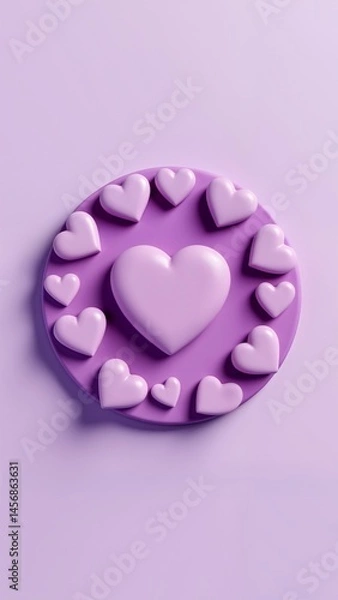Fototapeta A close up of a purple heart shaped object on a purple surface.