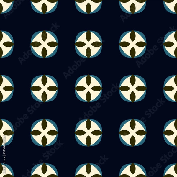 Obraz Luxury background round shapes entangled pattern seamless mosaic texture. Geometric motif simple oval tiles geometrical design. Paper, fabric, textile, wallpaper. Easy to recolor all over print block.