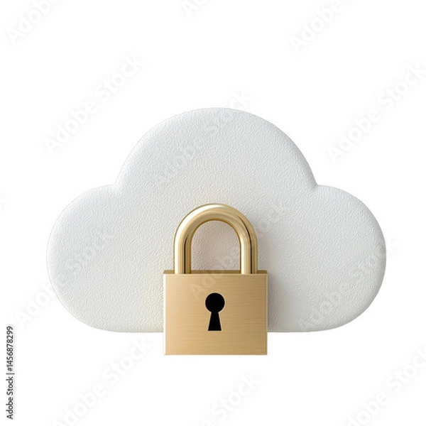 Obraz Cloud icon with padlock symbolizes data security and privacy. This represents concept of secure cloud storage and protection of information