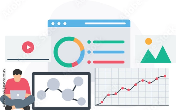 Fototapeta Market share or industry dominance, competitive analysis or market positioning, growth share or market expansion, market segmentation or customer targeting, product differentiation or competitive adva