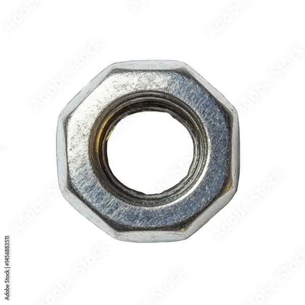 Obraz Hex Nut Close-up: Metal Fastener Detail Image isolated on transparent background