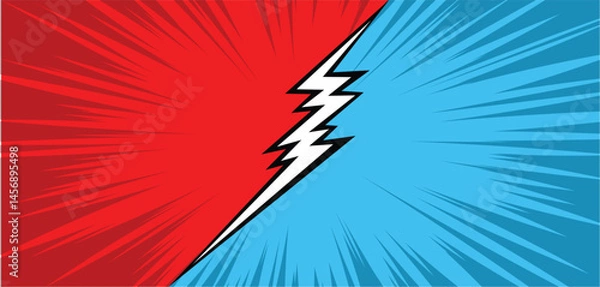 Fototapeta Blank comic cartoon versus background of rays arranged in a circle. Illustration of a flash or glare. Concentration in the center of the composition. For various graphic designs. Vector illustration