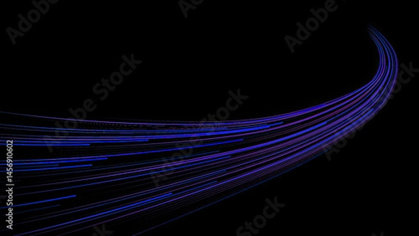 Fototapeta high speed purple line abstract technology background digital fiber hi tech concept. speed light line blur on dark background, data transfer simulation.