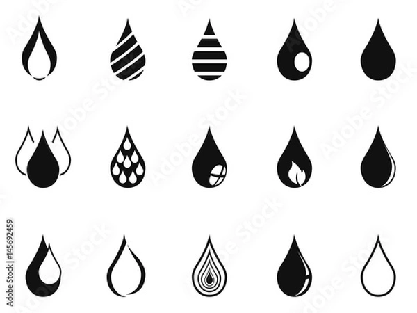 Obraz black simple drop icons